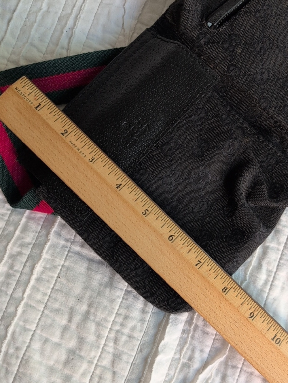 Gucci Black GG Monogram Hip or Side Body Bag with Signature Web Strap - Picture 8 of 12